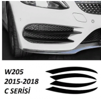 Mercedes W205 2015-2018 Uyumlu Sis Kaşı 4 Parça (Piano Black)